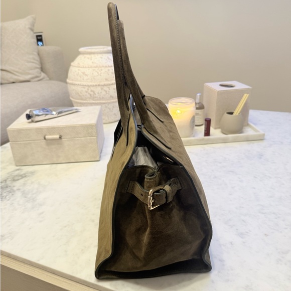 VIRAL CLAUDIA FIRENZE OLIVE GREEN SUEDE LEATHER TOTE SATCHEL BAG NWT - Picture 7 of 15